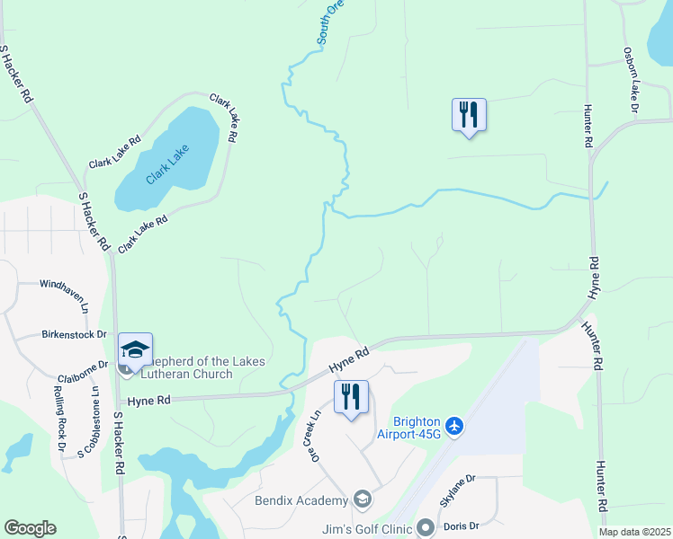 map of restaurants, bars, coffee shops, grocery stores, and more near 1834 Woodcreek Drive in Brighton