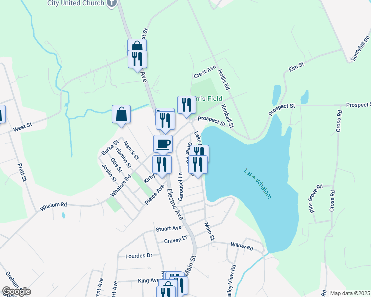 map of restaurants, bars, coffee shops, grocery stores, and more near 26 Great Pond Road in Lunenburg