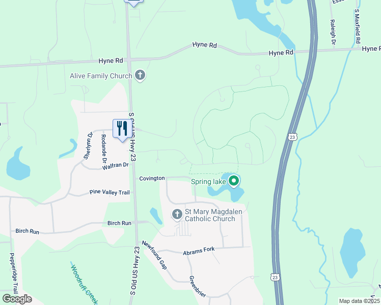 map of restaurants, bars, coffee shops, grocery stores, and more near 10069 Rosemarie Run in Brighton