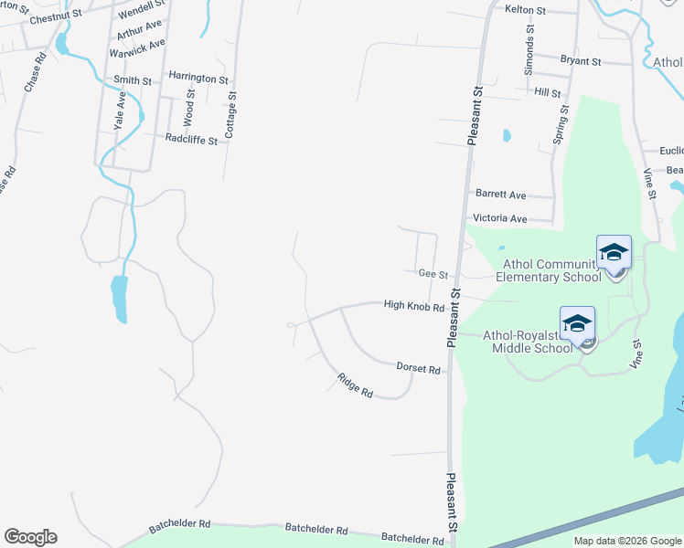 map of restaurants, bars, coffee shops, grocery stores, and more near 225 High Knob Road in Athol