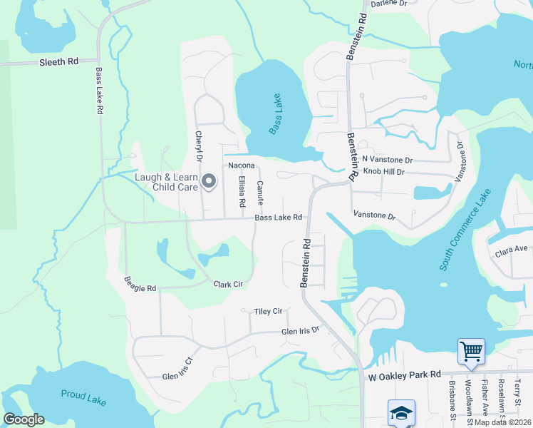 map of restaurants, bars, coffee shops, grocery stores, and more near 3711 Thomas Court in Commerce Charter Township