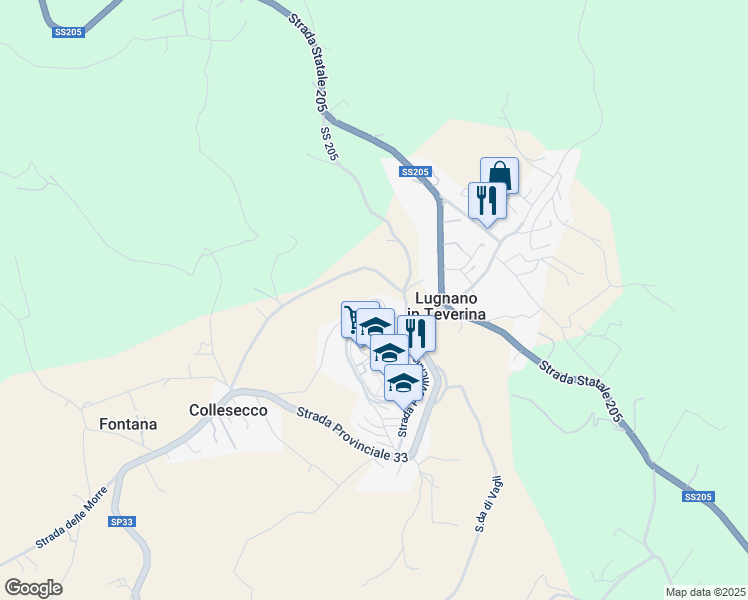 map of restaurants, bars, coffee shops, grocery stores, and more near 21 Via del Mattatoio in Lugnano In Teverina