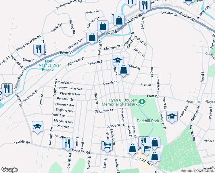 map of restaurants, bars, coffee shops, grocery stores, and more near 118 Madison Street in Fitchburg