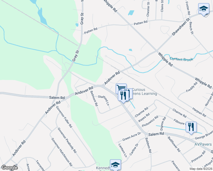 map of restaurants, bars, coffee shops, grocery stores, and more near 311 Andover Road in Billerica