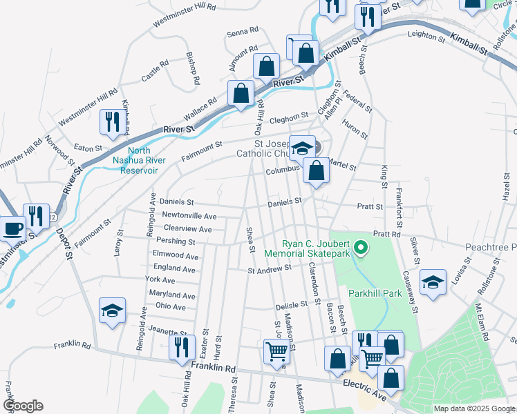 map of restaurants, bars, coffee shops, grocery stores, and more near 74 Saint Joseph Avenue in Fitchburg