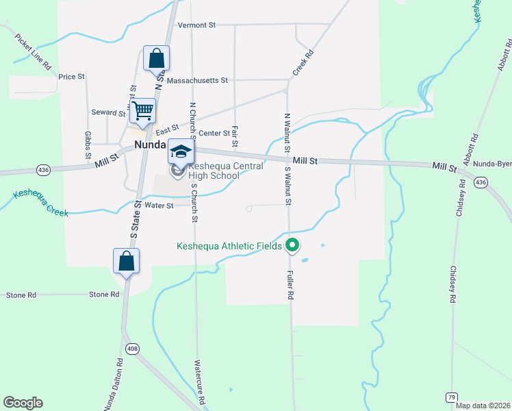 map of restaurants, bars, coffee shops, grocery stores, and more near 3 Keating Lane in Nunda