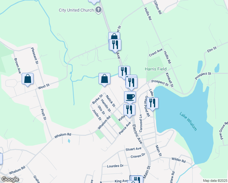 map of restaurants, bars, coffee shops, grocery stores, and more near 359 Whalom Road in Lunenburg
