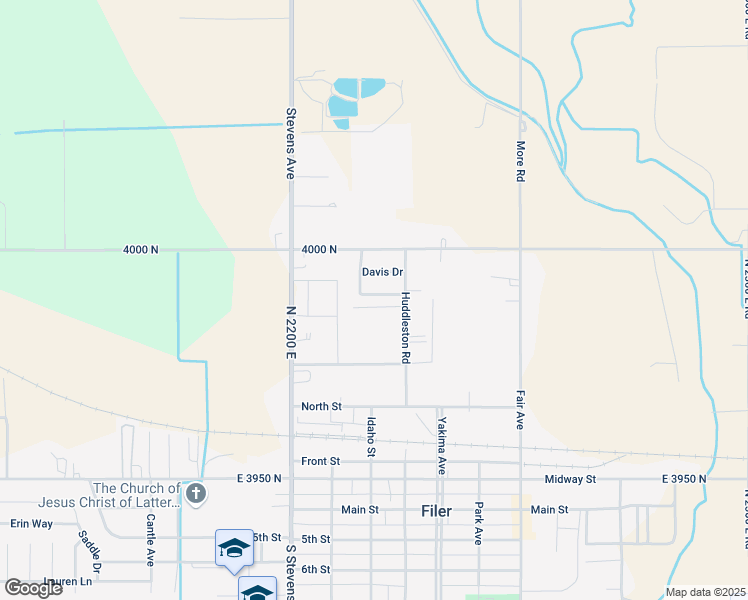 map of restaurants, bars, coffee shops, grocery stores, and more near 109 Davis Drive in Filer