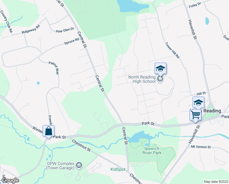 map of restaurants, bars, coffee shops, grocery stores, and more near 8 Taylor Road in North Reading