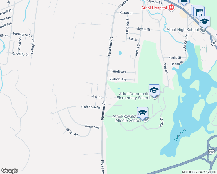 map of restaurants, bars, coffee shops, grocery stores, and more near 786 Pleasant Street in Athol