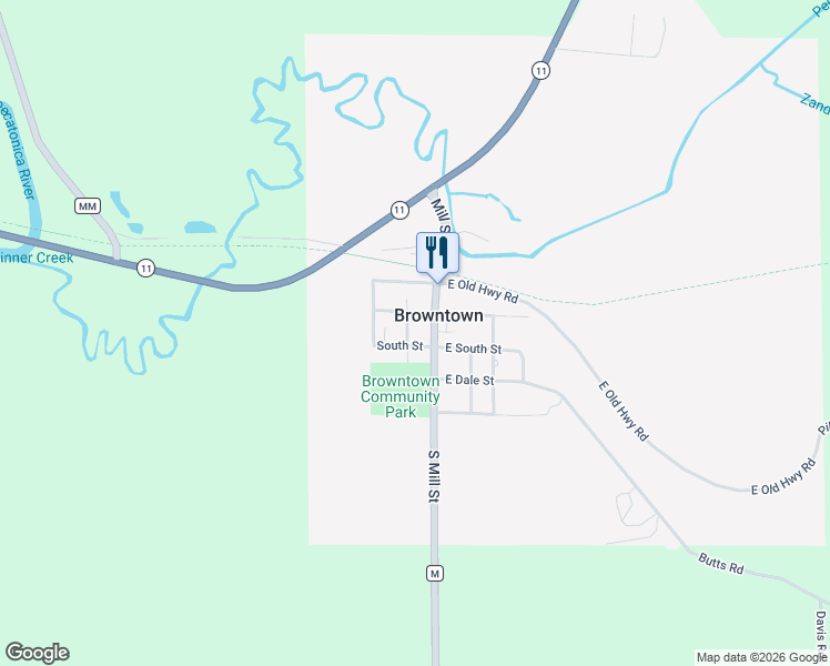map of restaurants, bars, coffee shops, grocery stores, and more near in Browntown