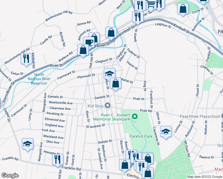 map of restaurants, bars, coffee shops, grocery stores, and more near 200 Daniels Street in Fitchburg