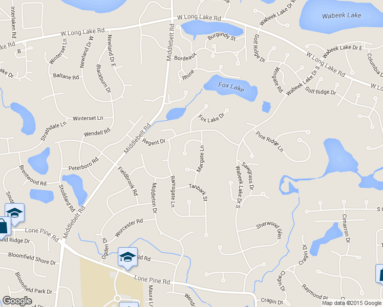 map of restaurants, bars, coffee shops, grocery stores, and more near 2167 Coach Way Court in Bloomfield Hills