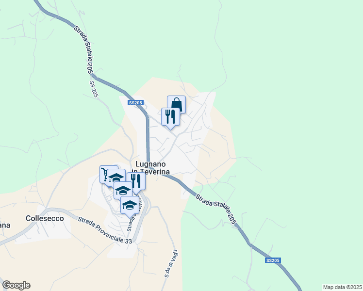 map of restaurants, bars, coffee shops, grocery stores, and more near 4 Via del Cardino in Lugnano In Teverina