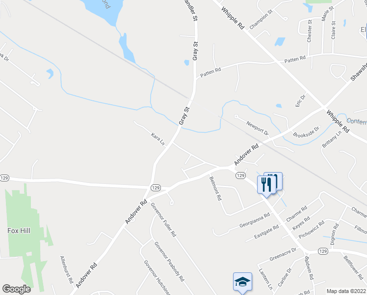 map of restaurants, bars, coffee shops, grocery stores, and more near 6 Harvard Road in Billerica