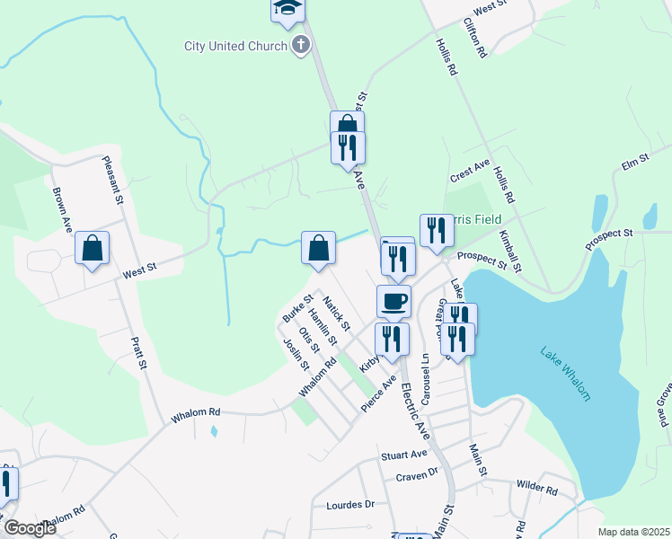 map of restaurants, bars, coffee shops, grocery stores, and more near 359 Whalom Road in Lunenburg