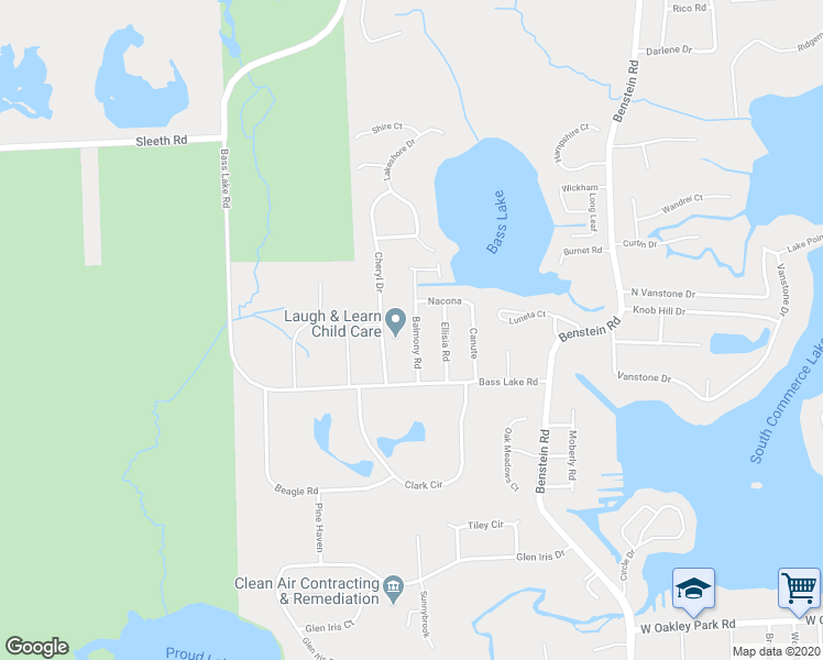 map of restaurants, bars, coffee shops, grocery stores, and more near 3843 Balmony Road in Commerce Charter Township