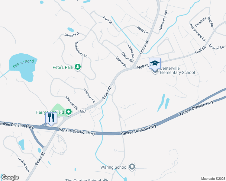 map of restaurants, bars, coffee shops, grocery stores, and more near 126 Standley Street in Beverly