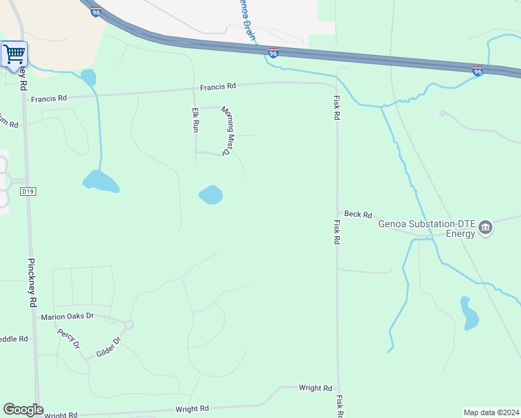 map of restaurants, bars, coffee shops, grocery stores, and more near 1309 Springwood Court in Howell