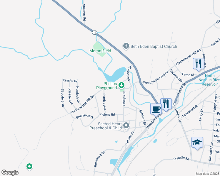 map of restaurants, bars, coffee shops, grocery stores, and more near 926 Westminster Hill Road in Fitchburg
