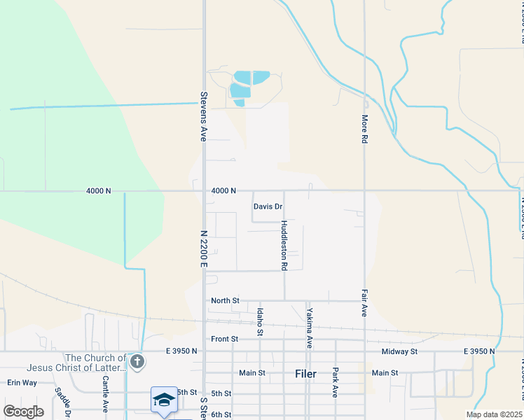map of restaurants, bars, coffee shops, grocery stores, and more near 109 Davis Drive in Filer