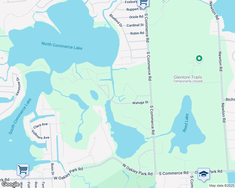 map of restaurants, bars, coffee shops, grocery stores, and more near 520 Woodcreek Court in Commerce Charter Township