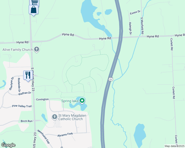 map of restaurants, bars, coffee shops, grocery stores, and more near 10379 Rosemarie Run in Brighton