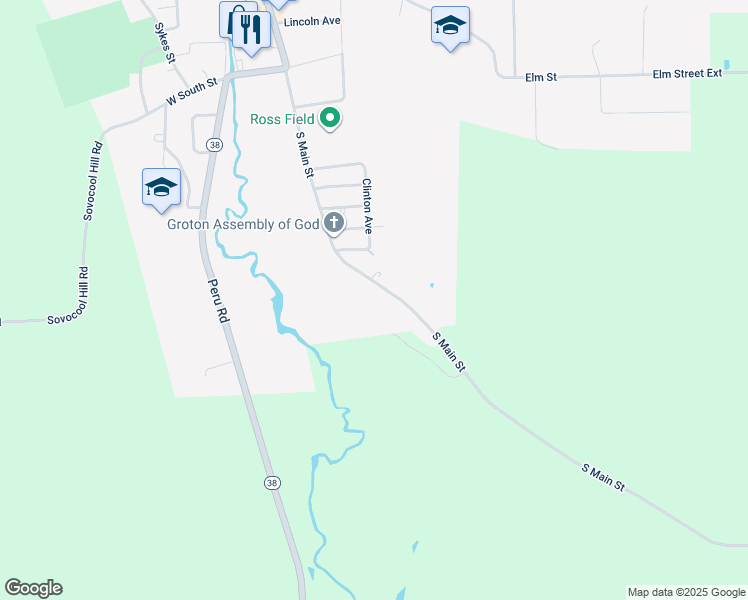 map of restaurants, bars, coffee shops, grocery stores, and more near 718 S Main St in Groton