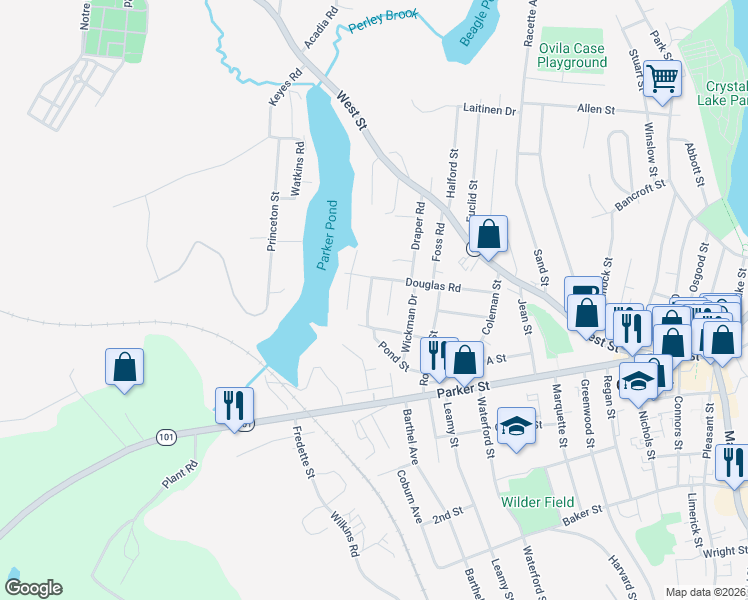 map of restaurants, bars, coffee shops, grocery stores, and more near 18 Middle Road in Gardner