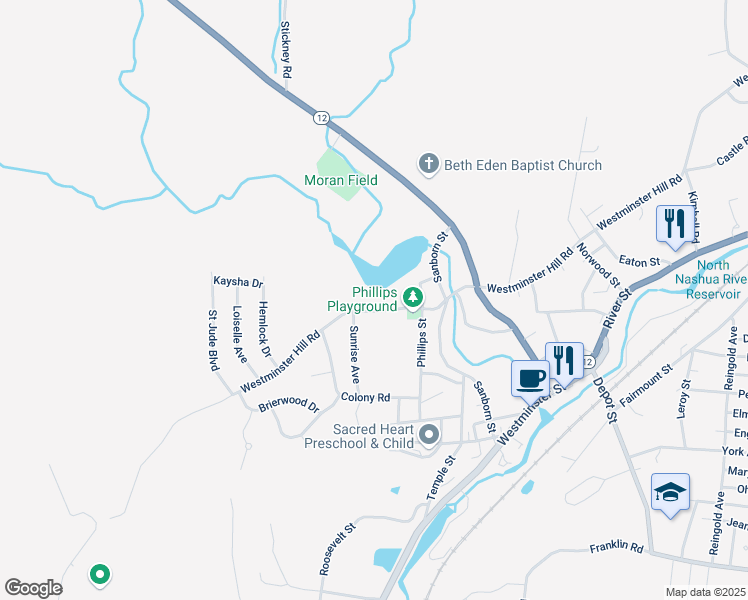map of restaurants, bars, coffee shops, grocery stores, and more near 926 Westminster Hill Road in Fitchburg
