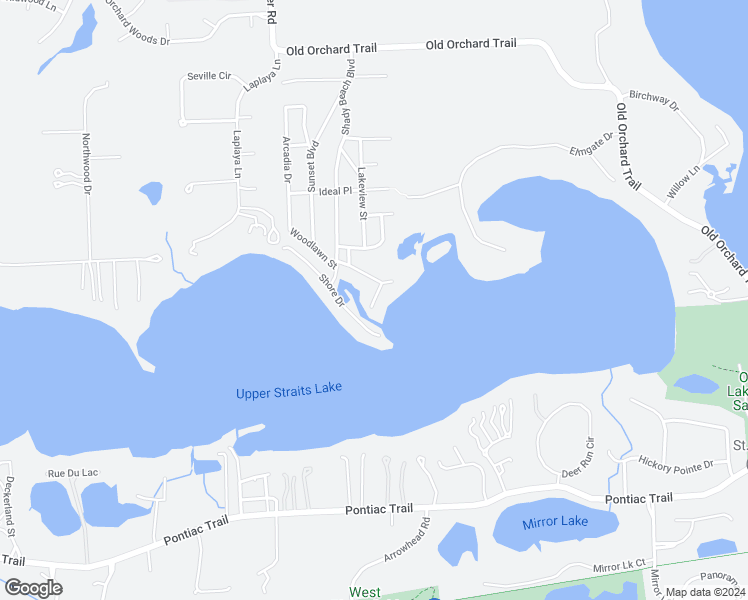 map of restaurants, bars, coffee shops, grocery stores, and more near 4032 Beach Drive in West Bloomfield Township