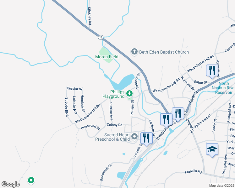 map of restaurants, bars, coffee shops, grocery stores, and more near 926 Westminster Hill Road in Fitchburg