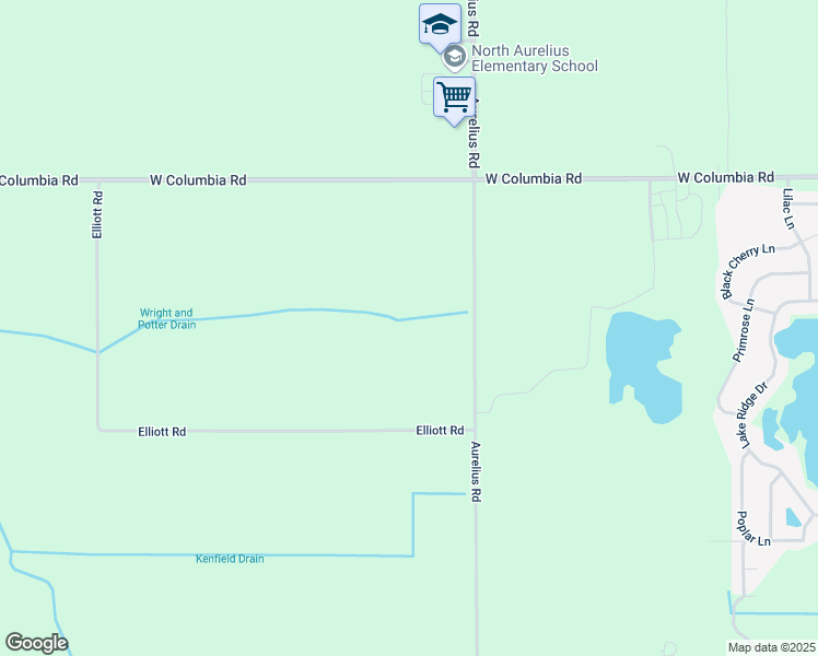 map of restaurants, bars, coffee shops, grocery stores, and more near 162 South Aurelius Road in Mason
