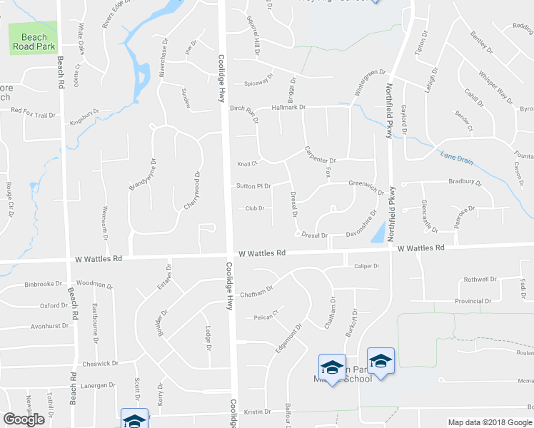 map of restaurants, bars, coffee shops, grocery stores, and more near 4121 Ledgestone Drive in Troy