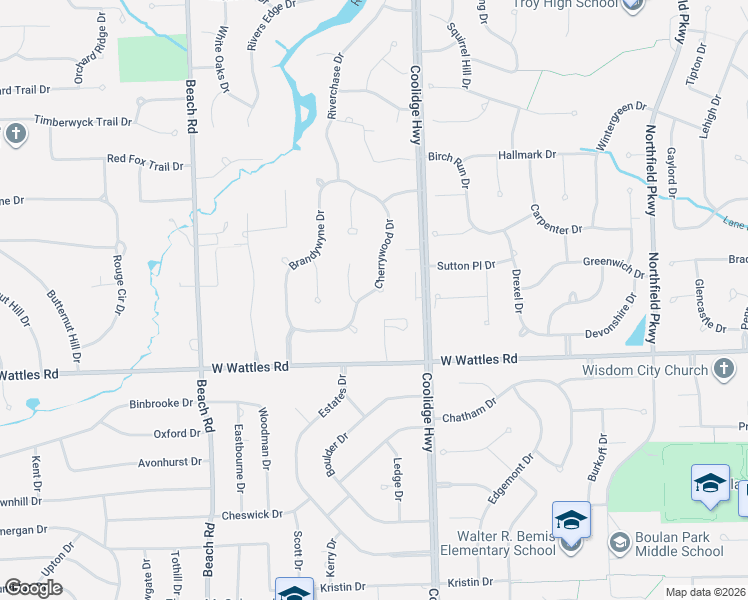 map of restaurants, bars, coffee shops, grocery stores, and more near 4089 Chatfield Lane in Troy