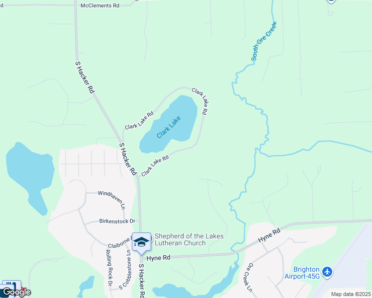 map of restaurants, bars, coffee shops, grocery stores, and more near 1660 Clark Lake Road in Brighton