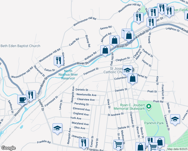 map of restaurants, bars, coffee shops, grocery stores, and more near 294 Fairmount Street in Fitchburg