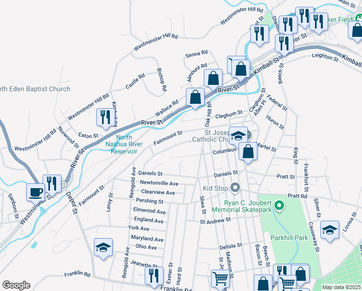 map of restaurants, bars, coffee shops, grocery stores, and more near 191 Plymouth Street in Fitchburg