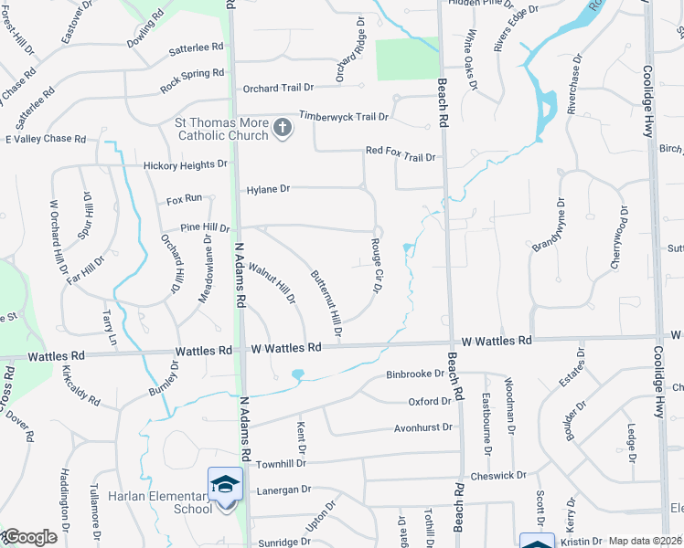 map of restaurants, bars, coffee shops, grocery stores, and more near 2750 Juniper Court in Troy