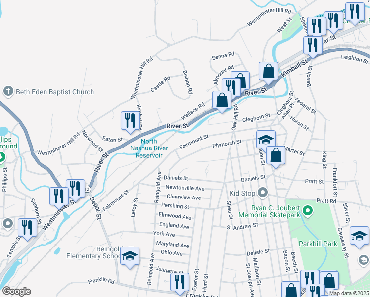 map of restaurants, bars, coffee shops, grocery stores, and more near 290 Cleghorn Street in Fitchburg
