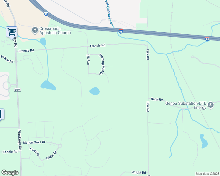 map of restaurants, bars, coffee shops, grocery stores, and more near 1309 Springwood Court in Howell