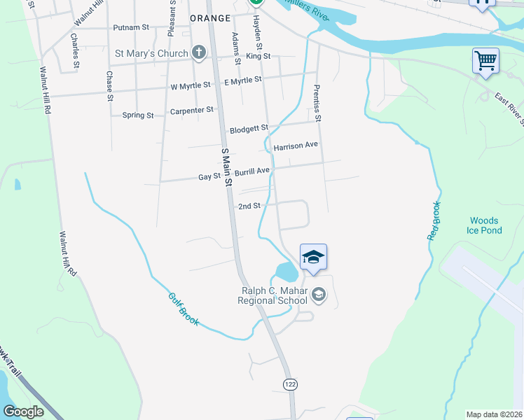 map of restaurants, bars, coffee shops, grocery stores, and more near 240 Hayden Street in Orange