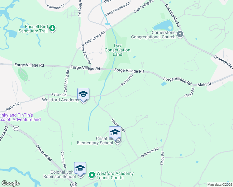 map of restaurants, bars, coffee shops, grocery stores, and more near 10 Patten Road in Westford