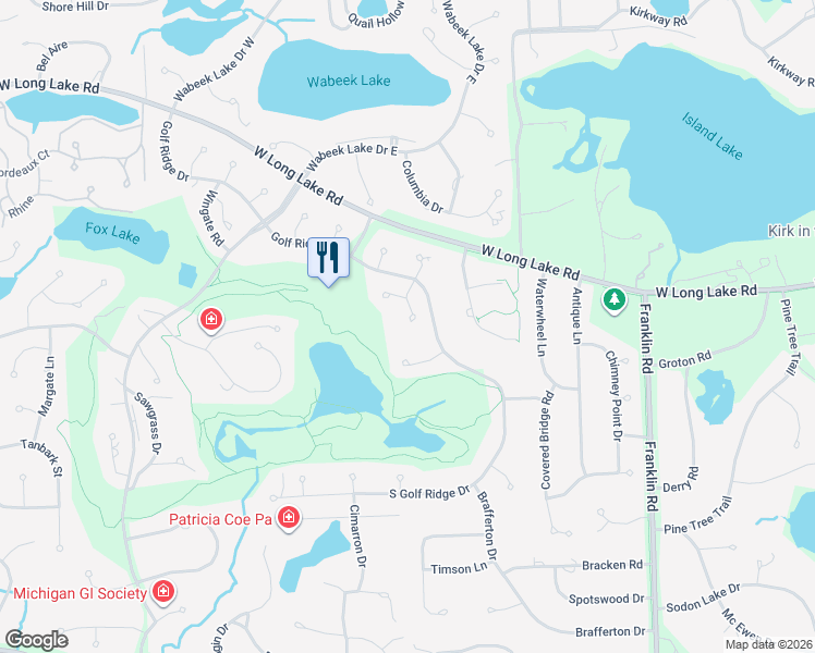 map of restaurants, bars, coffee shops, grocery stores, and more near 4080 Saint Andrews Court in Bloomfield Township