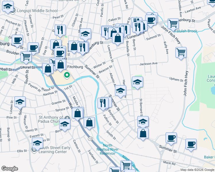 map of restaurants, bars, coffee shops, grocery stores, and more near 19 Bluff Avenue in Fitchburg