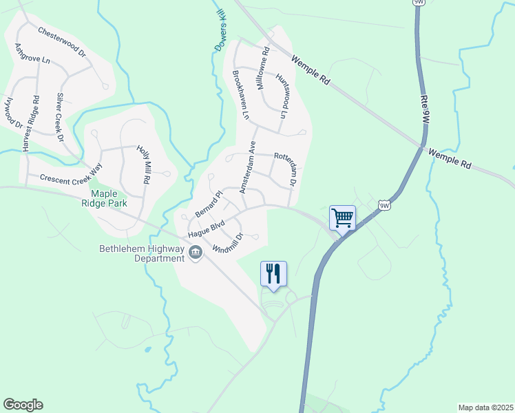 map of restaurants, bars, coffee shops, grocery stores, and more near 30 Hague Boulevard in Glenmont