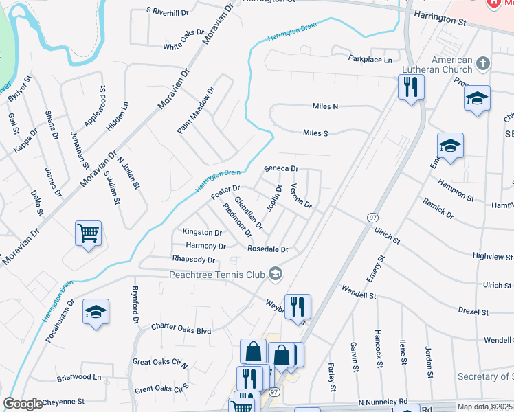 map of restaurants, bars, coffee shops, grocery stores, and more near 20607 Glenallen Drive in Clinton Township