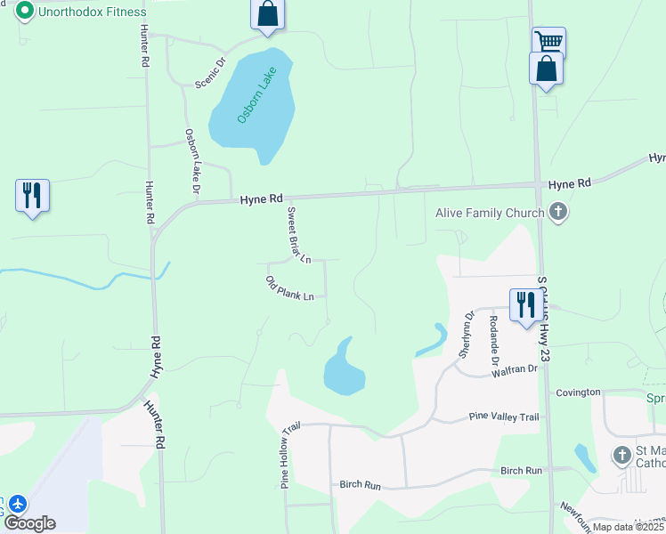 map of restaurants, bars, coffee shops, grocery stores, and more near 1671 Havenshire Lane in Brighton