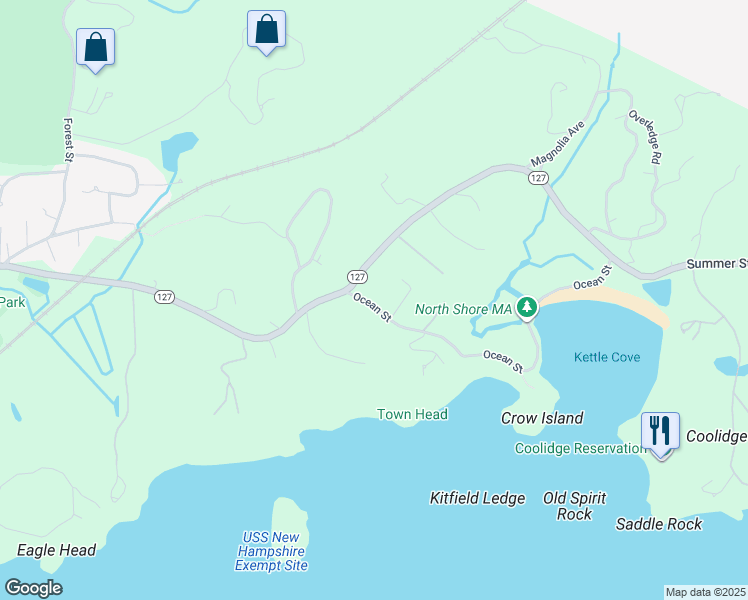 map of restaurants, bars, coffee shops, grocery stores, and more near 8 Ocean Street in Manchester-by-the-Sea