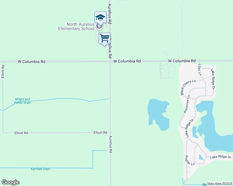 map of restaurants, bars, coffee shops, grocery stores, and more near 111 South Aurelius Road in Mason